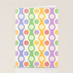 Retro Wavy Stripes with Colorful Flowers Stationery Card Gallery Image 2
