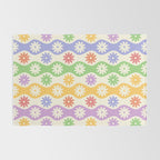 Retro Wavy Stripes with Colorful Flowers Rug Gallery Image 2