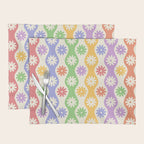 Retro Wavy Stripes with Colorful Flowers Placemat Gallery Image 1