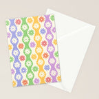 Retro Wavy Stripes with Colorful Flowers Stationery Card Gallery Image 2