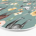 Horses and Sunrise Blue Floral, Horse Love, Wild Horses, Yellow and Pink Flowers Bath Mat Gallery Image 3