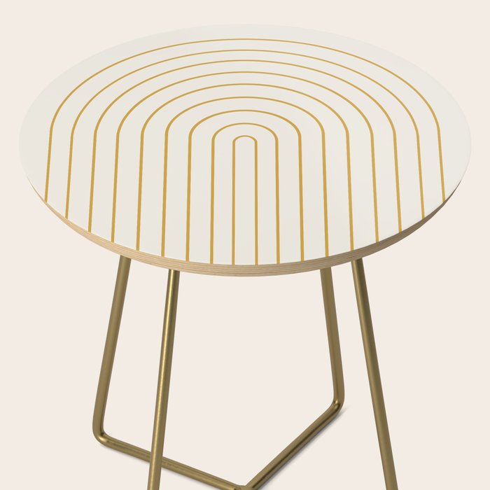 Minimal Arch XXXVI Creme and Orange Modern Geometric Lines Side Table Gallery Image 2