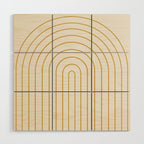 Minimal Arch XXXVI Creme and Orange Modern Geometric Lines Wood Wall Art Gallery Image 1