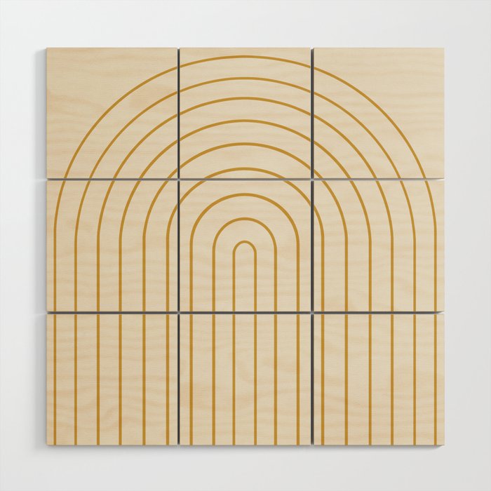Minimal Arch XXXVI Creme and Orange Modern Geometric Lines Wood Wall Art Gallery Image 1