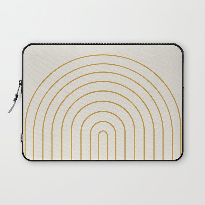 Minimal Arch XXXVI Creme and Orange Modern Geometric Lines Laptop Sleeve Gallery Image 1