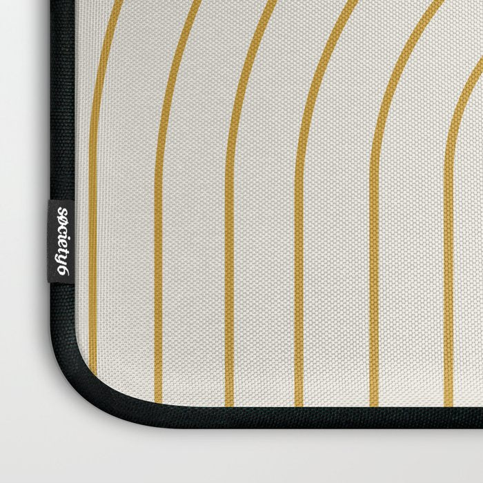 Minimal Arch XXXVI Creme and Orange Modern Geometric Lines Laptop Sleeve Gallery Image 3
