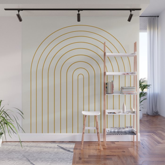 Minimal Arch XXXVI Creme and Orange Modern Geometric Lines Wall Mural Gallery Image 1