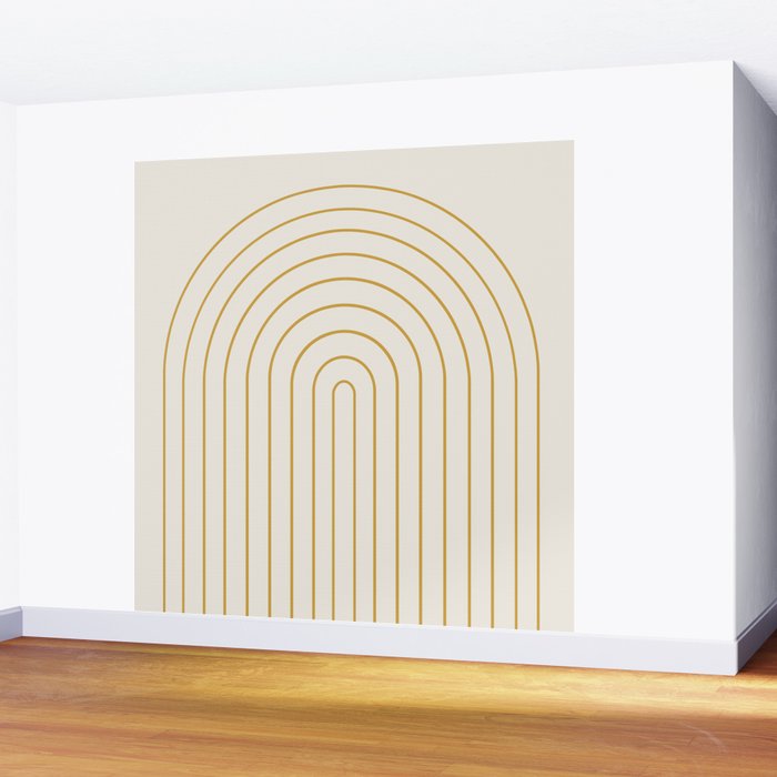 Minimal Arch XXXVI Creme and Orange Modern Geometric Lines Wall Mural Gallery Image 2