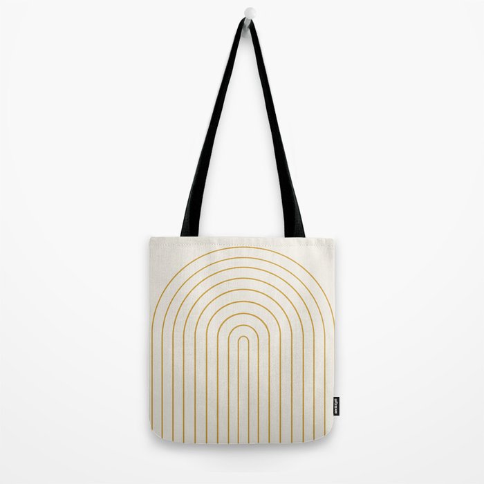Minimal Arch XXXVI Creme and Orange Modern Geometric Lines Tote Bag Gallery Image 2