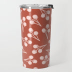 Cotton Stems Botanical Pattern in Pale Blush Pink and Red Soil Rust Travel Mug Gallery Image 2