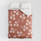 Cotton Stems Botanical Pattern in Pale Blush Pink and Red Soil Rust Duvet Cover Gallery Image 6