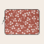 Cotton Stems Botanical Pattern in Pale Blush Pink and Red Soil Rust Laptop Sleeve Gallery Image 1