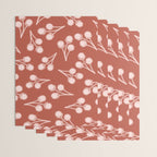 Cotton Stems Botanical Pattern in Pale Blush Pink and Red Soil Rust Wrapping Paper Gallery Image 3