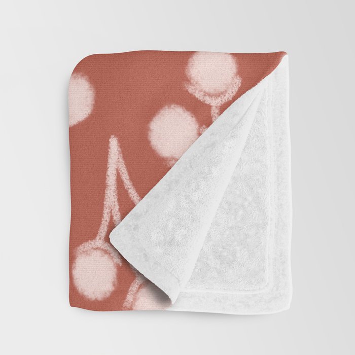 Cotton Stems Botanical Pattern in Pale Blush Pink and Red Soil Rust Throw Blanket Gallery Image 3