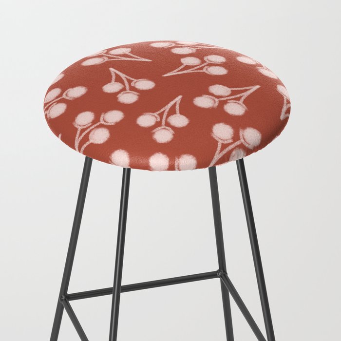 Cotton Stems Botanical Pattern in Pale Blush Pink and Red Soil Rust Stool Gallery Image 2