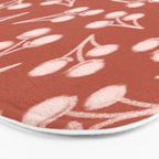 Cotton Stems Botanical Pattern in Pale Blush Pink and Red Soil Rust Bath Mat Gallery Image 3