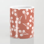 Cotton Stems Botanical Pattern in Pale Blush Pink and Red Soil Rust Coffee Mug Gallery Image 4