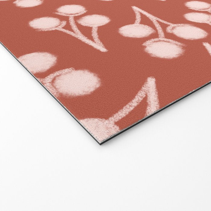 Cotton Stems Botanical Pattern in Pale Blush Pink and Red Soil Rust Welcome Mat Gallery Image 2