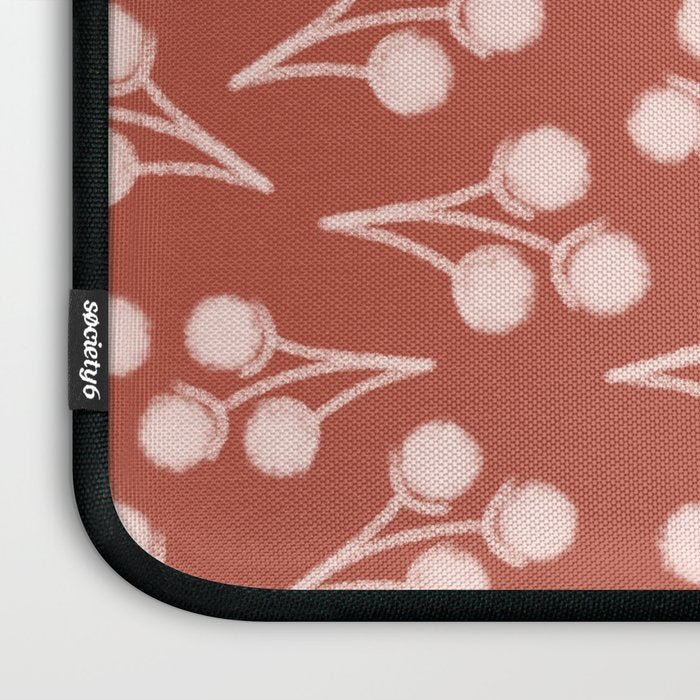 Cotton Stems Botanical Pattern in Pale Blush Pink and Red Soil Rust Laptop Sleeve Gallery Image 3