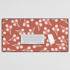 Cotton Stems Botanical Pattern in Pale Blush Pink and Red Soil Rust Desk Mat Gallery Image 1