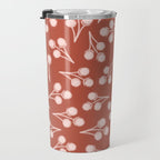 Cotton Stems Botanical Pattern in Pale Blush Pink and Red Soil Rust Travel Mug Gallery Image 3
