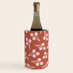 Cotton Stems Botanical Pattern in Pale Blush Pink and Red Soil Rust Wine Chiller Gallery Image 2