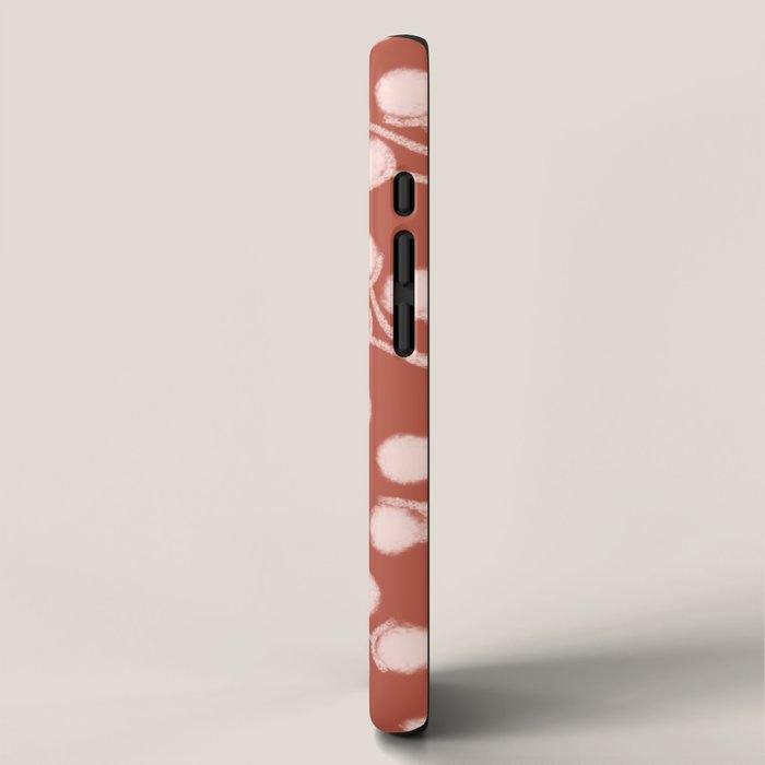 Cotton Stems Botanical Pattern in Pale Blush Pink and Red Soil Rust iPhone Case Gallery Image 2