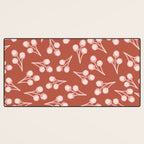 Cotton Stems Botanical Pattern in Pale Blush Pink and Red Soil Rust Desk Mat Gallery Image 3