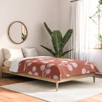Cotton Stems Botanical Pattern in Pale Blush Pink and Red Soil Rust Comforter Gallery Image 2