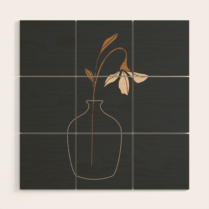 Minimal Abstract Art Vase Flower 6 Wood Wall Art Gallery Image 1
