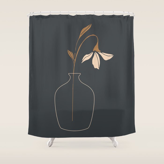 Minimal Abstract Art Vase Flower 6 Shower Curtain Gallery Image 1