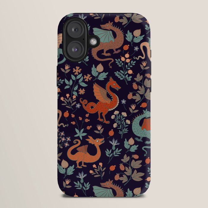 Dragons and Flowers Dark Purple iPhone Case Gallery Image 10