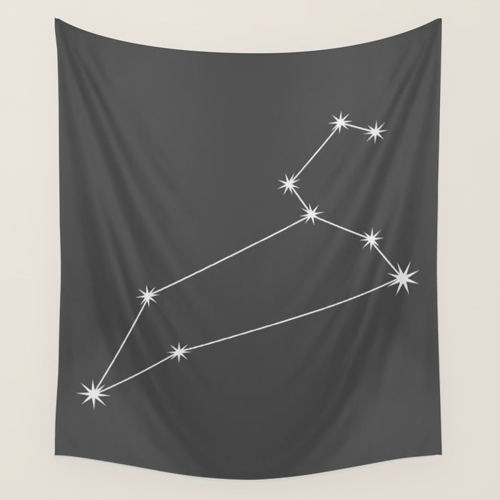 Leo Zodiac Star Constellation Line Art Grey Wall Tapestry Gallery Image 4