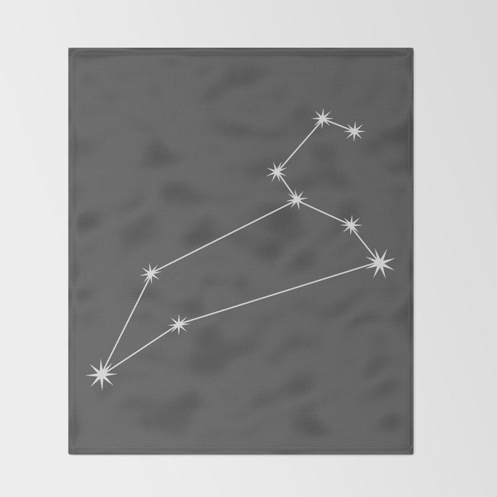 Leo Zodiac Star Constellation Line Art Grey Throw Blanket Gallery Image 2