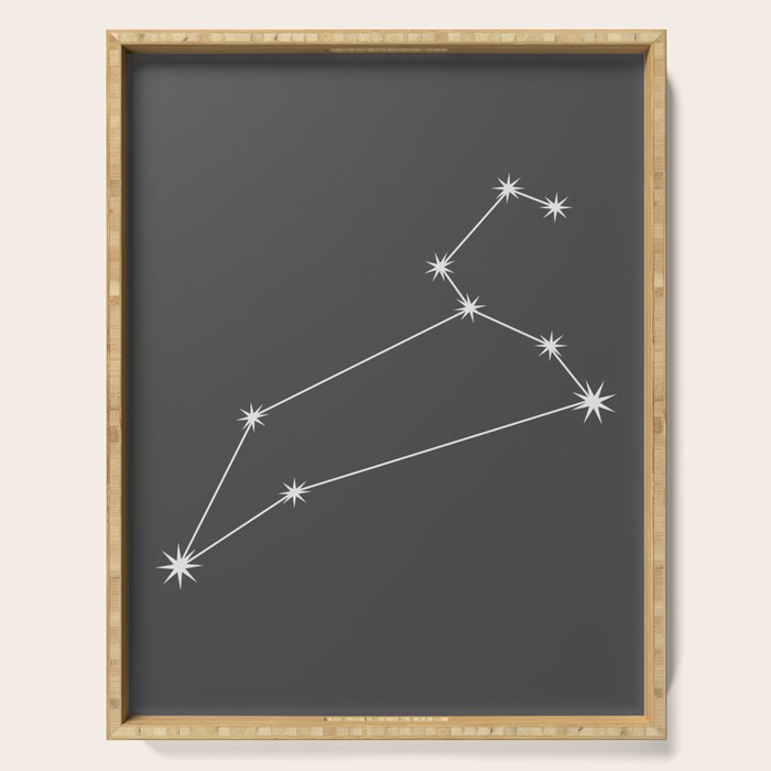 Leo Zodiac Star Constellation Line Art Grey Serving Tray Gallery Image 1
