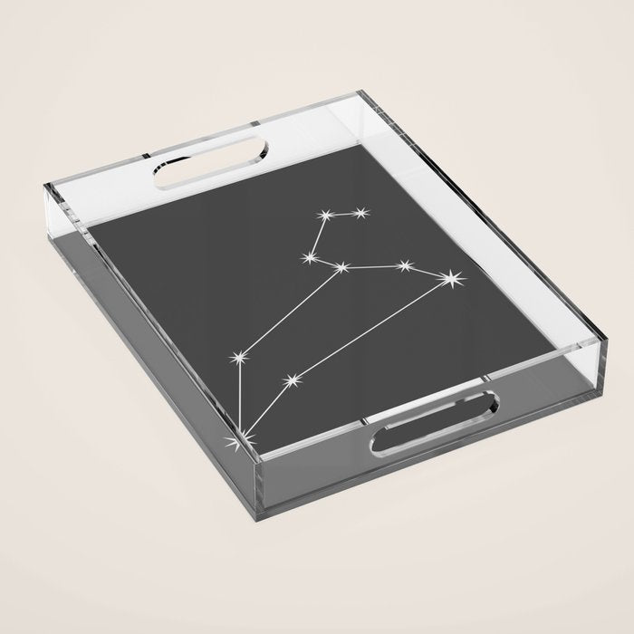 Leo Zodiac Star Constellation Line Art Grey Acrylic Tray Gallery Image 1