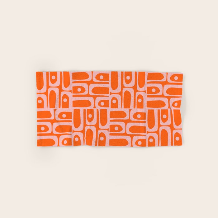 Geometric Abstract Piquet Multi Pattern in Contemporary Orange and Pink Bath Towel Gallery Image 1