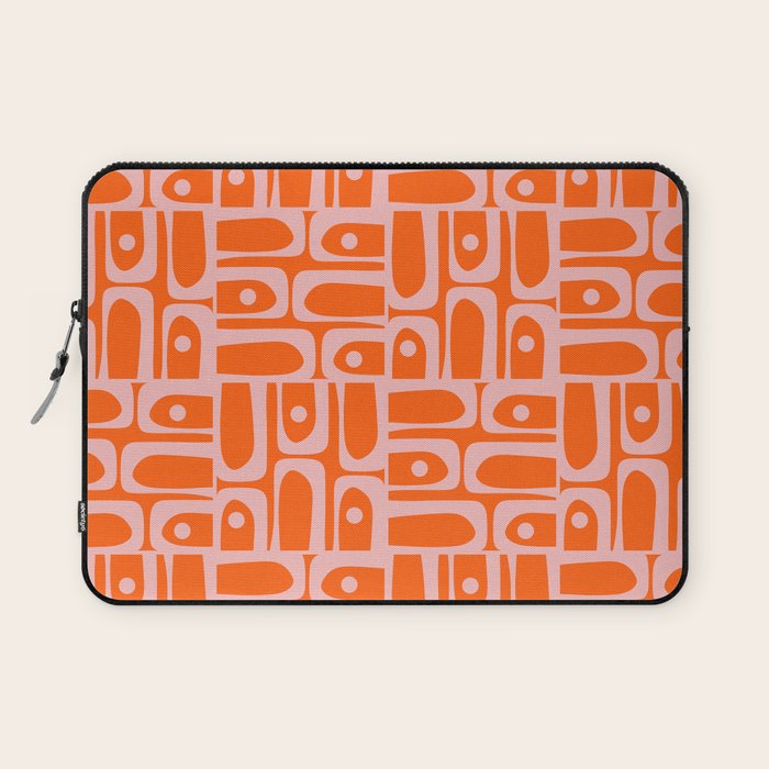 Geometric Abstract Piquet Multi Pattern in Contemporary Orange and Pink Laptop Sleeve Gallery Image 1