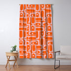 Geometric Abstract Piquet Multi Pattern in Contemporary Orange and Pink Window Curtain Gallery Image 5