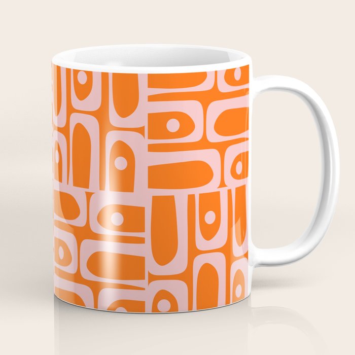 Geometric Abstract Piquet Multi Pattern in Contemporary Orange and Pink Coffee Mug Gallery Image 1