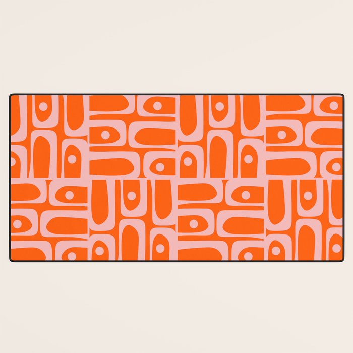 Geometric Abstract Piquet Multi Pattern in Contemporary Orange and Pink Desk Mat Gallery Image 3