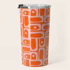 Geometric Abstract Piquet Multi Pattern in Contemporary Orange and Pink Travel Mug Gallery Image 3