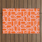 Geometric Abstract Piquet Multi Pattern in Contemporary Orange and Pink Outdoor Rug Gallery Image 1