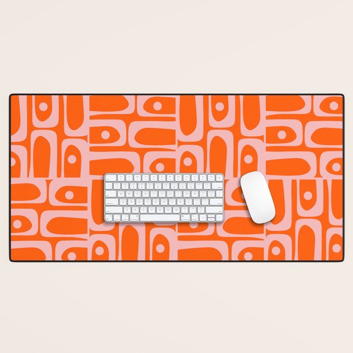 Geometric Abstract Piquet Multi Pattern in Contemporary Orange and Pink Desk Mat Gallery Image 1