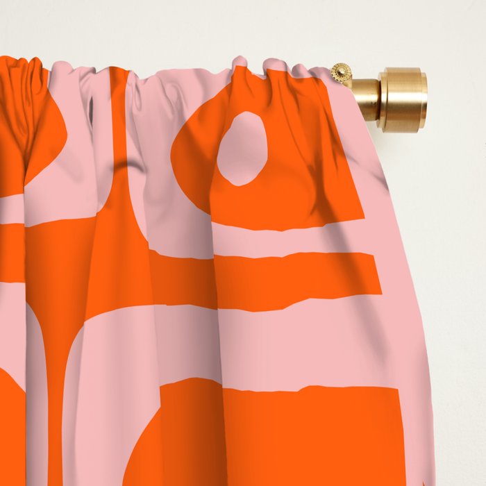 Geometric Abstract Piquet Multi Pattern in Contemporary Orange and Pink Window Curtain Gallery Image 2