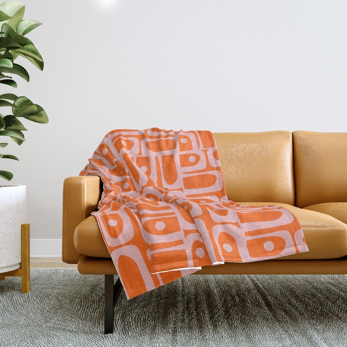 Geometric Abstract Piquet Multi Pattern in Contemporary Orange and Pink Throw Blanket Gallery Image 1