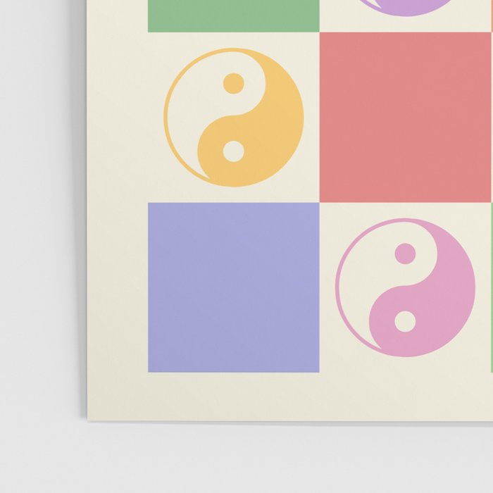 Colorful Yin Yang Checkered Pattern Poster Gallery Image 3