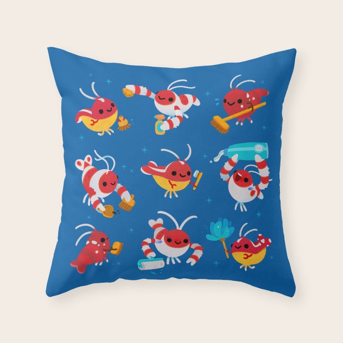 Cleaner shrimp Throw Pillow Gallery Image 1