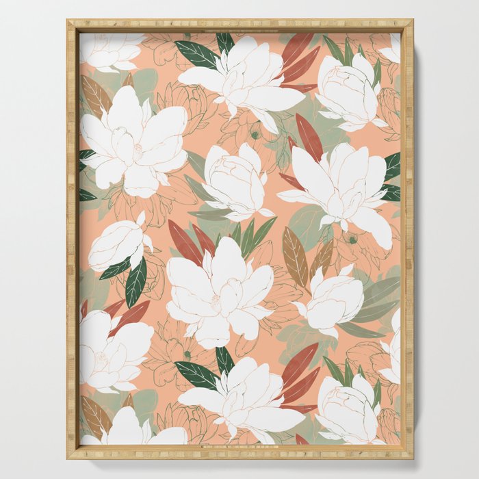 Big floral blossoms PF24 Serving Tray Gallery Image 1