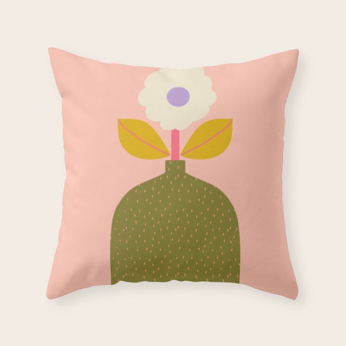 Colorful Modern Floral Vase  Throw Pillow Gallery Image 1